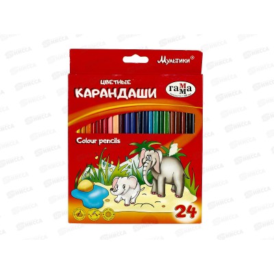 Карандаши 24 цвета ГАММА Мультики,трехгранный, заточенный, картонная упаковка,050918_09*12