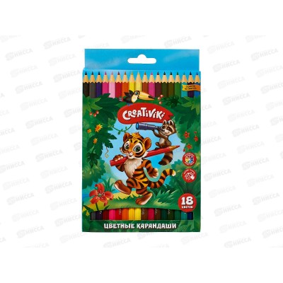 Карандаши 18 цветов Creativiki шестигранные дерево КЦ18КР*8/160