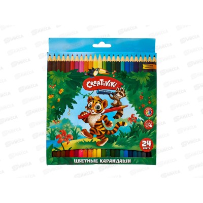 Карандаши 24 цвета Creativiki шестигранные деревянные КЦ24КР*6/120