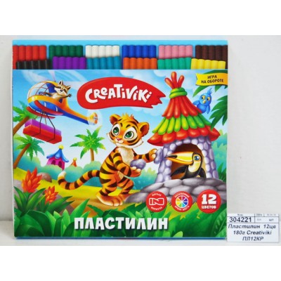 Пластилин 12 цветов 180гр Creativiki ПЛ12КР *2/32