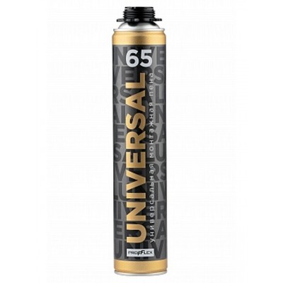 Пена монтажная Profflex UNIVERSAL 65 всесезонная (-16..+35), до 65л, 850мл, под пистолет *12/720 Пена монтажная Profflex UNIVERSAL 65 всесезонная (-16..+35), до 65л, 850мл, под пистолет *12/720