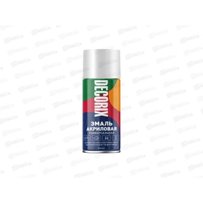 Аэрозольная эмаль акриловая универсальная DECORIX 210мл, цвет-белый глянцевый *24