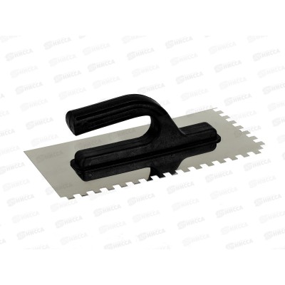 Кельма нержавеющая 130х270мм зуб 8х8мм, пластмассовая рукоятка, 1411102 *30