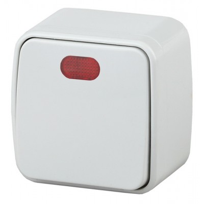 Выключатель INTRO Polo открытой установки с подсветкой, 10А-250В, белый, 3-102-01 *18 Выключатель INTRO Polo открытой установки с подсветкой, 10А-250В, белый, 3-102-01 *18