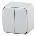 Выключатель INTRO Polo двухклавишный, открытой установки, 10А-250В, белый, 3-104-01 *18
