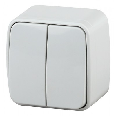 Выключатель INTRO Polo двухклавишный, открытой установки, 10А-250В, белый, 3-104-01 *18 Выключатель INTRO Polo двухклавишный, открытой установки, 10А-250В, белый, 3-104-01 *18