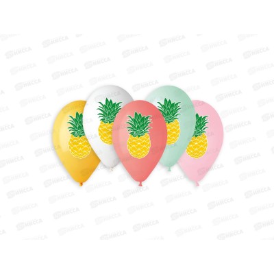 Шары 14" с рисунком Ананас (уп/50шт) 3цвета 1103-1798 Шары 14" с рисунком Ананас (уп/50шт) 3цвета 1103-1798