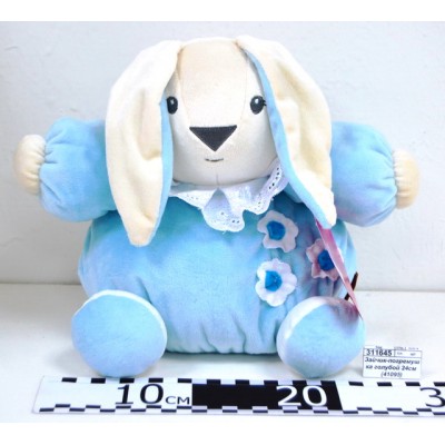 Зайчик-погремушка голубой 24см (41095) Зайчик-погремушка голубой 24см (41095)