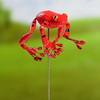 Штекер для комнатных растений "Лягушка красная" 7*5*22см 3945439 Штекер для комнатных растений "Лягушка красная" 7*5*22см 3945439