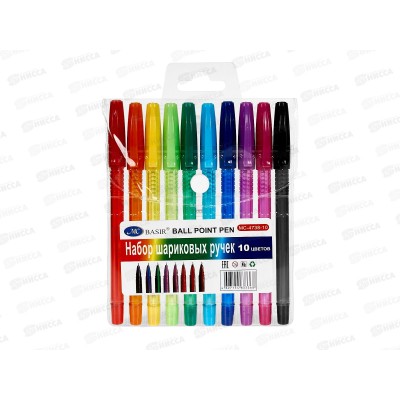 Ручки шариковые BASIR 10цветов МС-4738-10 *24