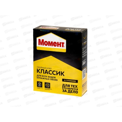 Клей обойный МОМЕНТ Классик 200г, для бумажных, 761780 *24 Клей обойный МОМЕНТ Классик 200г, для бумажных, 761780 *24