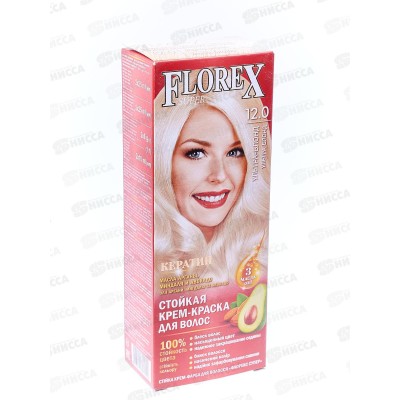 Florex-Super Кератин краска для волос 12,0 Ультра-блонд *30 Florex-Super Кератин краска для волос 12,0 Ультра-блонд *30