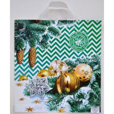 Пакет сумка Новый Год 40*42  Иней *25/500