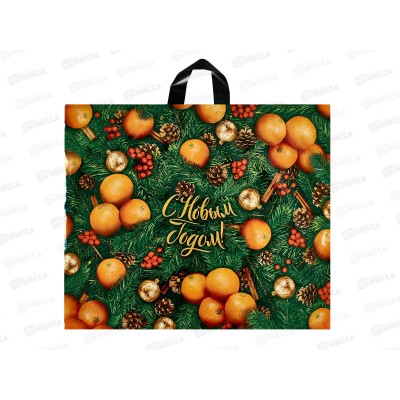 Пакет сумка Новый Год 60*50  Оранжевое настроение *25/250