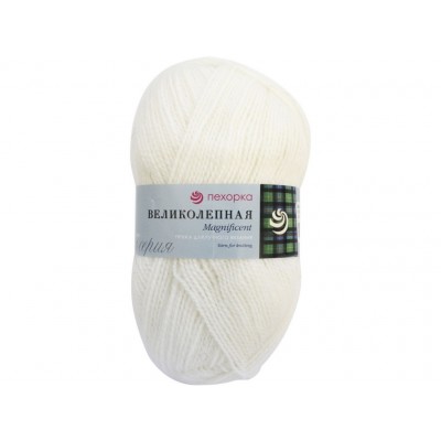 Пряжа Великолепная Белый 01 акр70% анг30% 100г