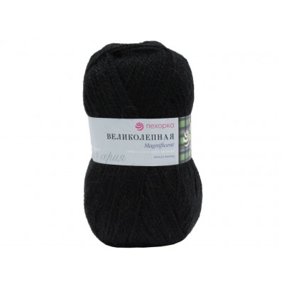 Пряжа Великолепная Черный 02 акр70% анг30% 100г