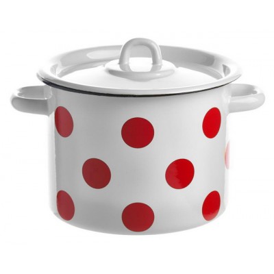 Кастрюля 9,0л цилиндрическая Красный горох с петлей С1622*79 *2