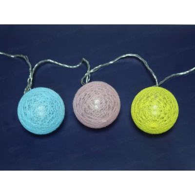 Гирлянда электрическая, новогодняя 2 м. LED элементы &quotШары&quot, 10 элементов, прозрач. провод, 220В, 50Гц, AL-13608 *60