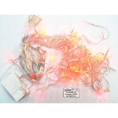 Гирлянда 2,0*0,5*0,7м  электрическая бахрома LED80  мультицвет 382-018 г