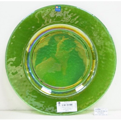 Тарелка 83-056-32 &quotБогемия&quot  прозрачная крашенная ирис.зеленый металл. 4840159191