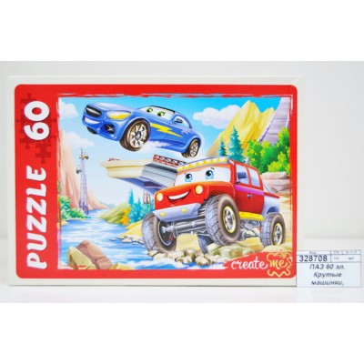 ПАЗЛ 60 элементов Крутые машинки, ПУ60-0415 *40