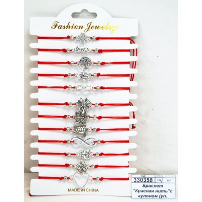 Браслет &quotКрасная,черная нить&quotс кулоном (уп. 12шт)