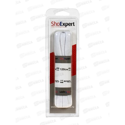 SHOExpert шнурки плоские хлопчатобумажные 120см Белые блистер *10 SHOExpert шнурки плоские хлопчатобумажные 120см Белые блистер *10