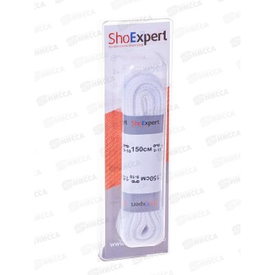 SHOExpert шнурки плоские хлопчатобумажные 150см Белые блистер *10 SHOExpert шнурки плоские хлопчатобумажные 150см Белые блистер *10