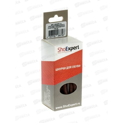 SHOExpert шнурки толстые вощеные хлопчатобумажные 75см Коричневые блистер *10 SHOExpert шнурки толстые вощеные хлопчатобумажные 75см Коричневые блистер *10