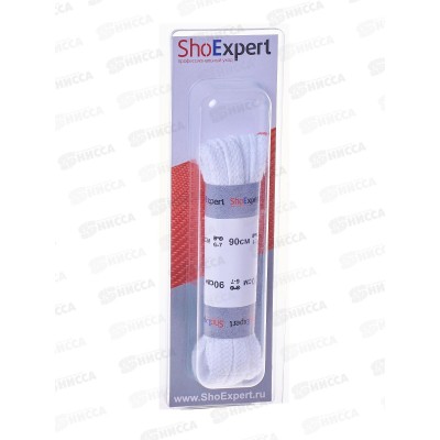 SHOExpert шнурки плоские хлопчатобумажные 90см Белые блистер *10 SHOExpert шнурки плоские хлопчатобумажные 90см Белые блистер *10