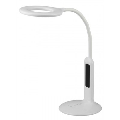 Лампа настольная ЭРА NLED-476-10W-W, диммер яркости (2700К-6500К), часы-будильник-календарь-термометр, белый