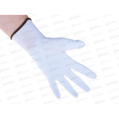 Перчатки нейлоновые с полиуретанным покрытием р9 белые Э*12 Перчатки нейлоновые с полиуретанным покрытием р9 белые Э*12