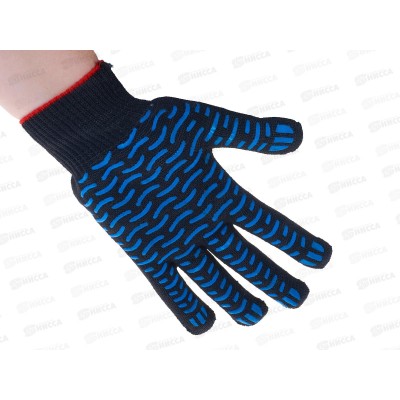 Перчатки хлопчатобумажные 5-и нитка 10 класс "Профи"черные с ПВХ "Волна"размер 10*10 Э*250 Перчатки хлопчатобумажные 5-и нитка 10 класс "Профи"черные с ПВХ "Волна"размер 10*10 Э*250