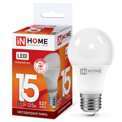 Лампа светодиодная IN HOME LED-A60-VC 15Вт E27 6500К 1350Лм *10/100