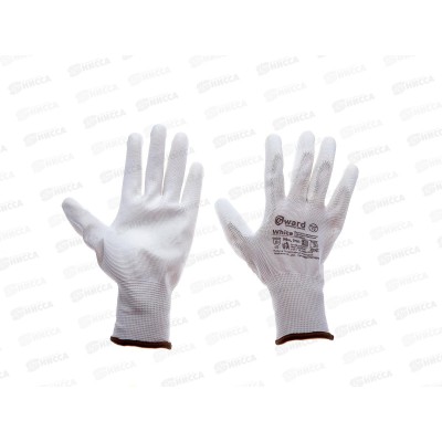 Перчатки нейлоновые с полиуретановым покрытием р10 белые  Э*12/240