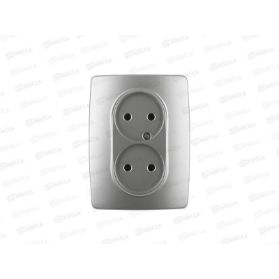 Розетка Эра12 скрытой установки, 2*2P IP20,16А-250В алюминий, 12-2107-03 Розетка Эра12 скрытой установки, 2*2P IP20,16А-250В алюминий, 12-2107-03