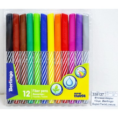 Фломастеры 12 цветов Berlingo SuperTwist, смывающиеся WP_03012*12 Фломастеры 12 цветов Berlingo SuperTwist, смывающиеся WP_03012*12