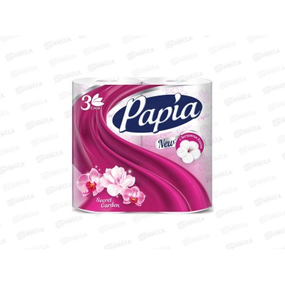 Бумага туалетная Papia Secret Garden 3-х слойная 4шт белая с аромат и рисунок *14 Бумага туалетная Papia Secret Garden 3-х слойная 4шт белая с аромат и рисунок *14