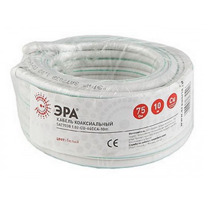Кабель коаксиальный ЭРА SAT 703 B,75 Ом, CCS/(оплётка Al, 75%), PVC,цвет белый, бухта 20 м *20 Кабель коаксиальный ЭРА SAT 703 B,75 Ом, CCS/(оплётка Al, 75%), PVC,цвет белый, бухта 20 м *20