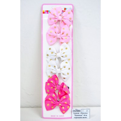 Зажим  для волос "Бантик" 4см горошек микс 3937941 *6