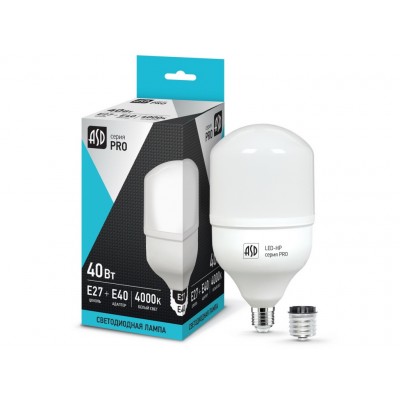 Лампа светодиодная IN HOME LED-HP-PRO 40Вт E27 с адаптером под Е40 4000К 3600Лм *50