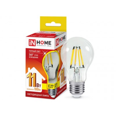 Лампа светодиодная IN HOME LED-A60-deco 11Вт E27 3000К 990Лм *50 Лампа светодиодная IN HOME LED-A60-deco 11Вт E27 3000К 990Лм *50