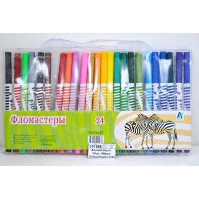 Фломастеры  24цвета  Alingar Зебра,блист,Al958A-24*12/96 Фломастеры  24цвета  Alingar Зебра,блист,Al958A-24*12/96