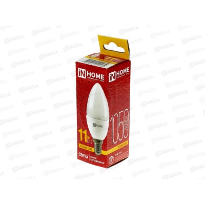 Лампа светодиодная IN HOME LED-СВЕЧА 11Вт E14 3000К 820Лм *100