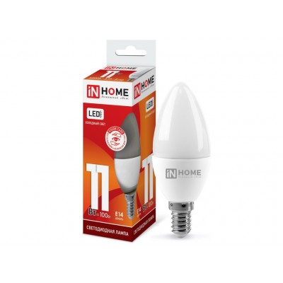 Лампа светодиодная IN HOME LED-СВЕЧА-VC 11Вт E14 6500К 820Лм *100 Лампа светодиодная IN HOME LED-СВЕЧА-VC 11Вт E14 6500К 820Лм *100