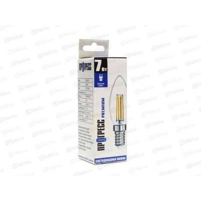 Лампа светодиодная Прогресс Premium 7Вт E14 С35F свеча, белый свет *10 Лампа светодиодная Прогресс Premium 7Вт E14 С35F свеча, белый свет *10