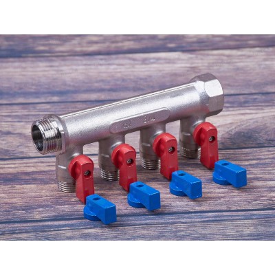 Коллектор резьбовой с шаровыми кранами FМ 3/4x3/4x1/2x4, Aqualink, 02426 *15 Коллектор резьбовой с шаровыми кранами FМ 3/4x3/4x1/2x4, Aqualink, 02426 *15