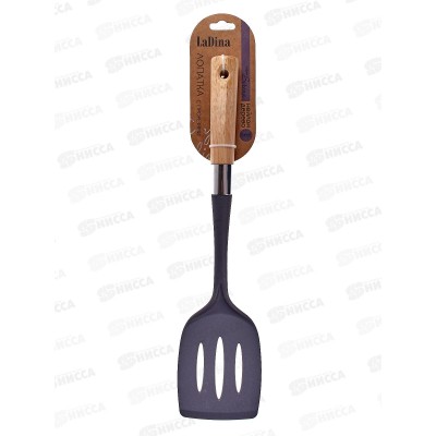 Лопатка с прорезями нейлон деревянная ручка 17302 *24/72 Лопатка с прорезями нейлон деревянная ручка 17302 *24/72