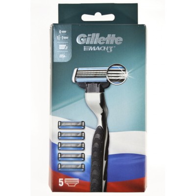 Жиллет МАК-3 станок + 1 кассетой + МАК-3 4 сменные кассеты *6/20 Жиллет МАК-3 станок + 1 кассетой + МАК-3 4 сменные кассеты *6/20