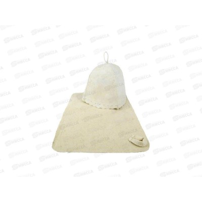 Набор из 2-х предметов (шапка,коврик) Classic White "Бацькина баня" 13207 *15